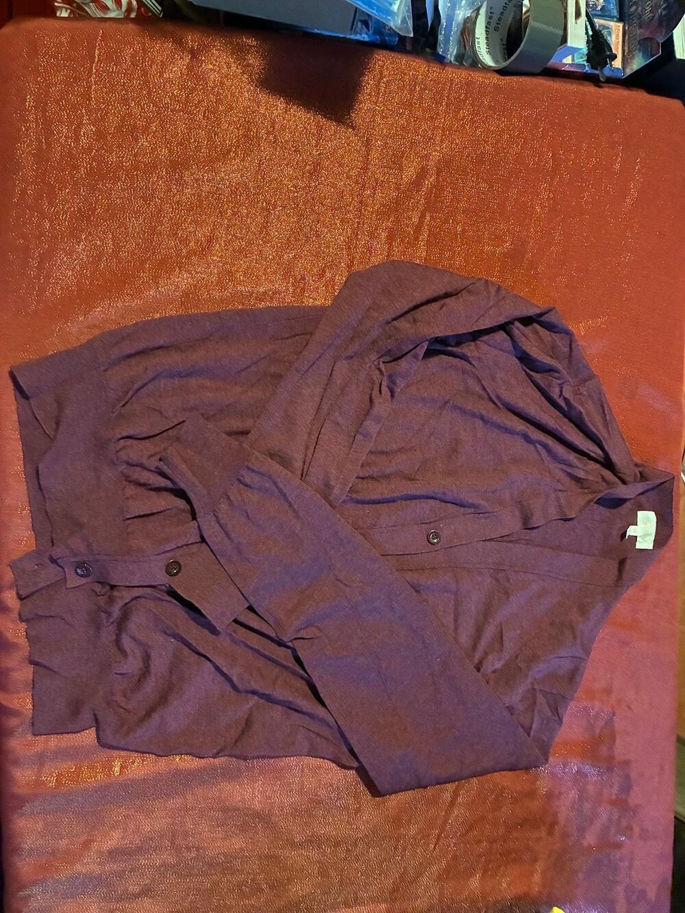 Brioni Cardigan Mens IT 52 V-Neck Button Lightweight Long Sleeve Purple Sweater